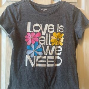 ✨Old Navy Love Is All We Need Floral T-Shirt - Charcoal Gray
